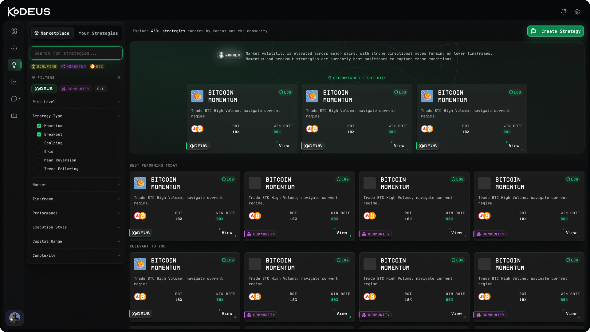 Strategy catalog